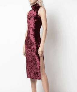 "Caroline Constas" Velvet mock neck dress, burgundy, size 10, RRP $677
