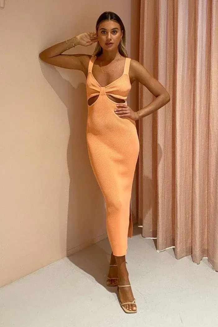 By Nicola Meadow Midi Dress Tangelo Orange Size 12 for rent on The Volte - main image