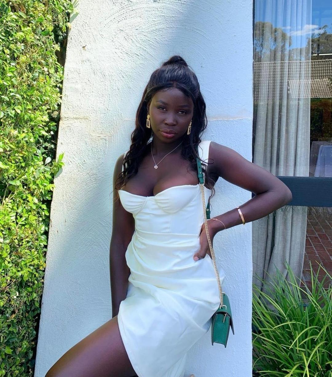 House of CB 'Omaria' Ivory Draped Corset Midi Dress White Size 8 for rent on The Volte - main image