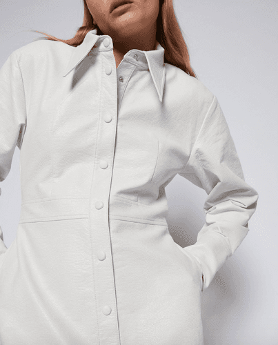 Scanlan Theodore Faux Reptile Shirt Dress Cream Size 8 - Image 3