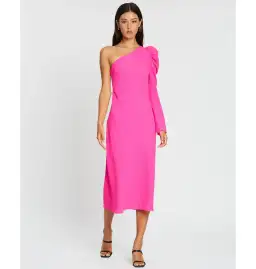 By Johnny Abby Asymmetric Sleeve Bias Dress Pink Size AU 12 for rent on The Volte - image 1