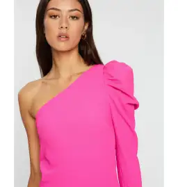 By Johnny Abby Asymmetric Sleeve Bias Dress Pink Size AU 12 for rent on The Volte - image 2