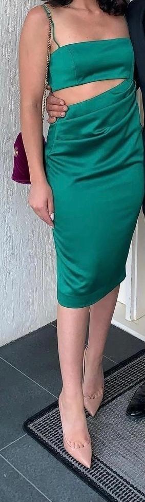 MISHA Selena Cutout Midi Dress Emerald Green Size 8 for rent on The Volte - main image