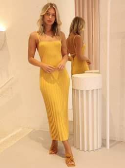Bec & Bridge Antoinette Knit Midi Dress Yellow Size 10 for rent on The Volte - image 1