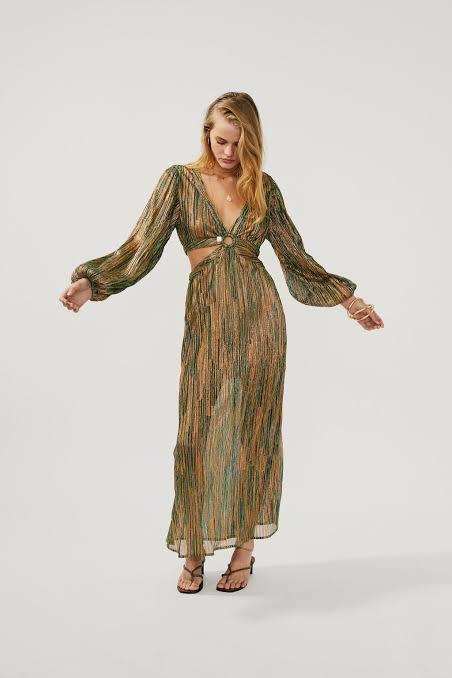 Suboo Ana Cut Out Maxi Dress Multi Green Size 8 for rent on The Volte - main image