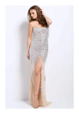 Jovani 4247 Gown Silver Nude Size 6