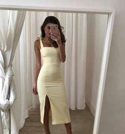 Bec and Bridge Bonita Tie MIDI, yellow, lemon, size 8