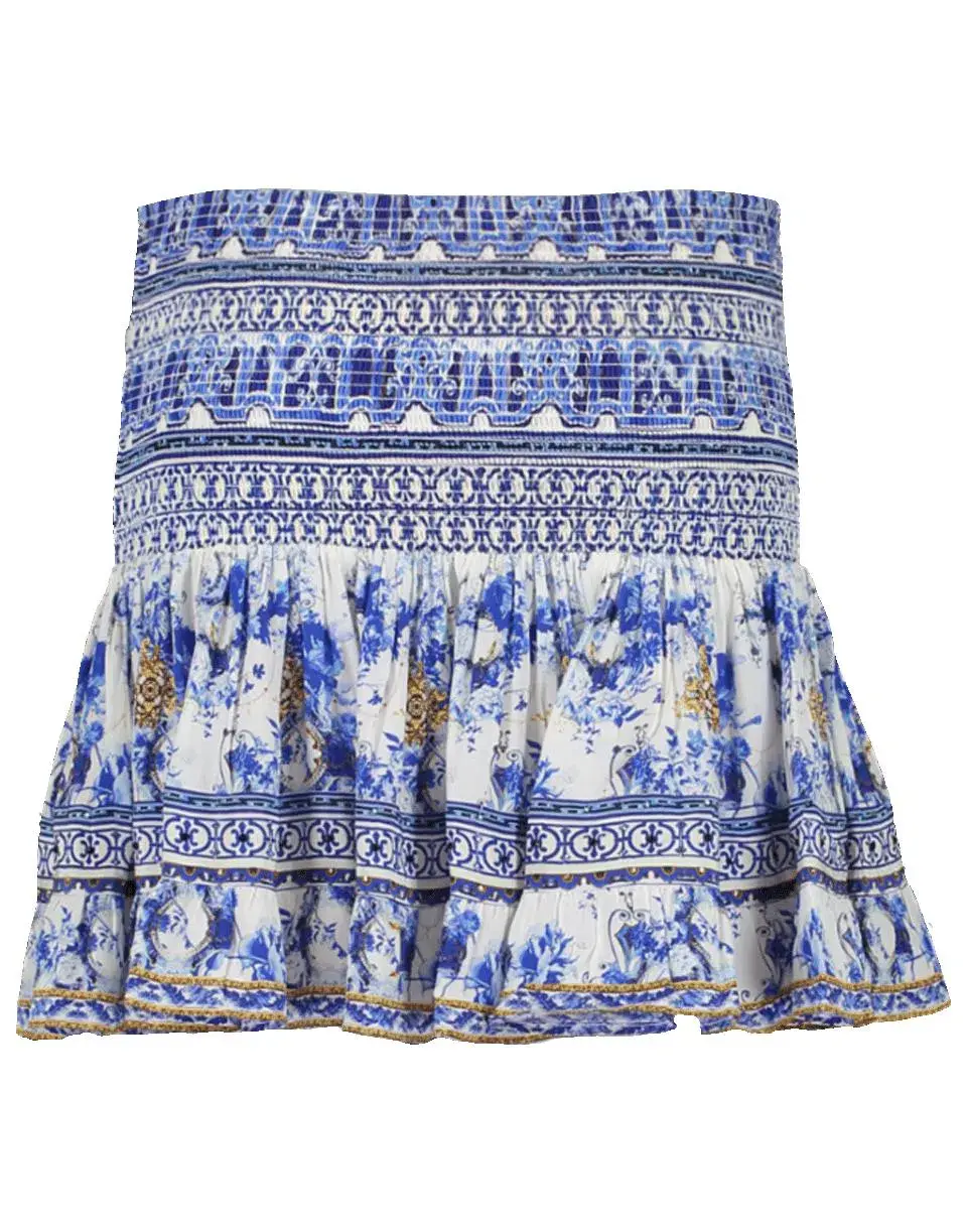 Camilia Short Shirred Skirt Print Size 8 for rent on The Volte - main image