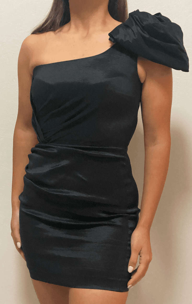 Love Nookie Candice One Shoulder Mini Dress Black Size 10 for rent on The Volte - main image