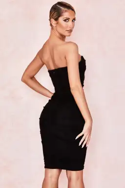 House of CB Leila Mesh Strapless Corset Mini Dress Black Size 8 for rent on The Volte - image 2