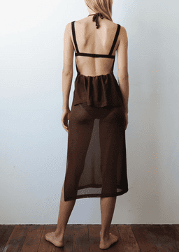 Kacey Delvin Multi Wear Temperate Midi Skirt with Single Side Split Brown Size 12 for rent on The Volte - image 2