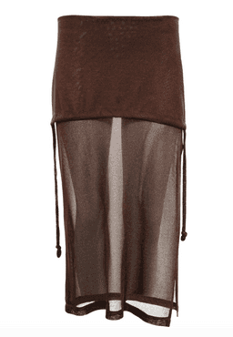 Kacey Delvin Multi Wear Temperate Midi Skirt with Single Side Split Brown Size 12 for rent on The Volte - image 1