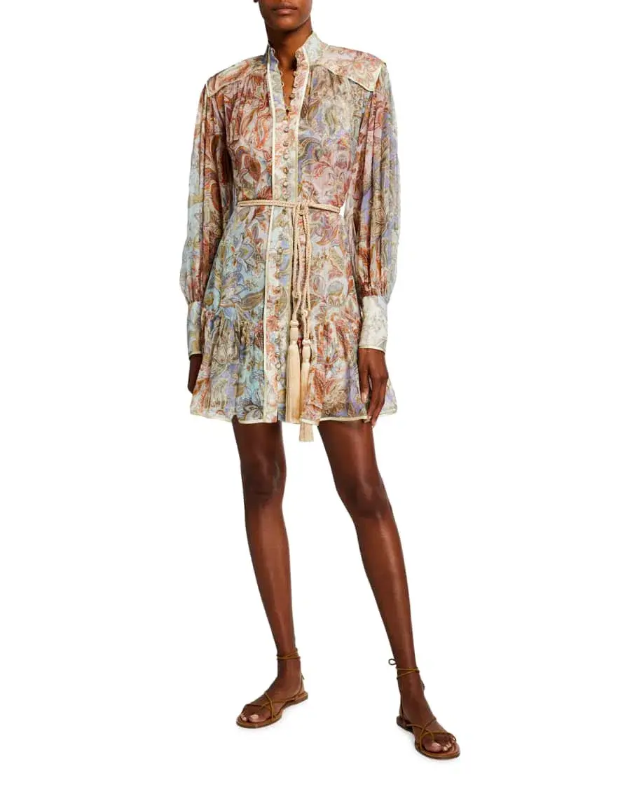 Zimmermann Lucky Bound Mini Dress Print Size 1/ AU 10 for rent on The Volte - main image
