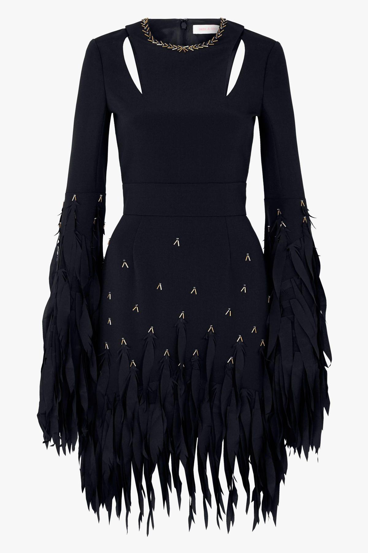 Sass & Bide Delicate Sparkle Silk Fringe Mini Dress Navy Blue Size 6 - Image 2
