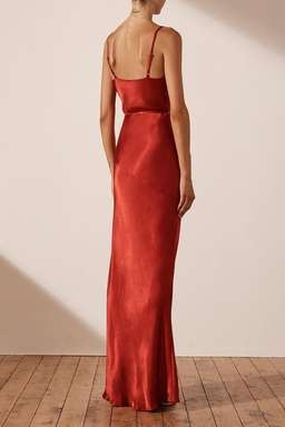 Shona Joy La Lune Bias Cowl Midi Dress Dark Red Size 8 for rent on The Volte - image 2