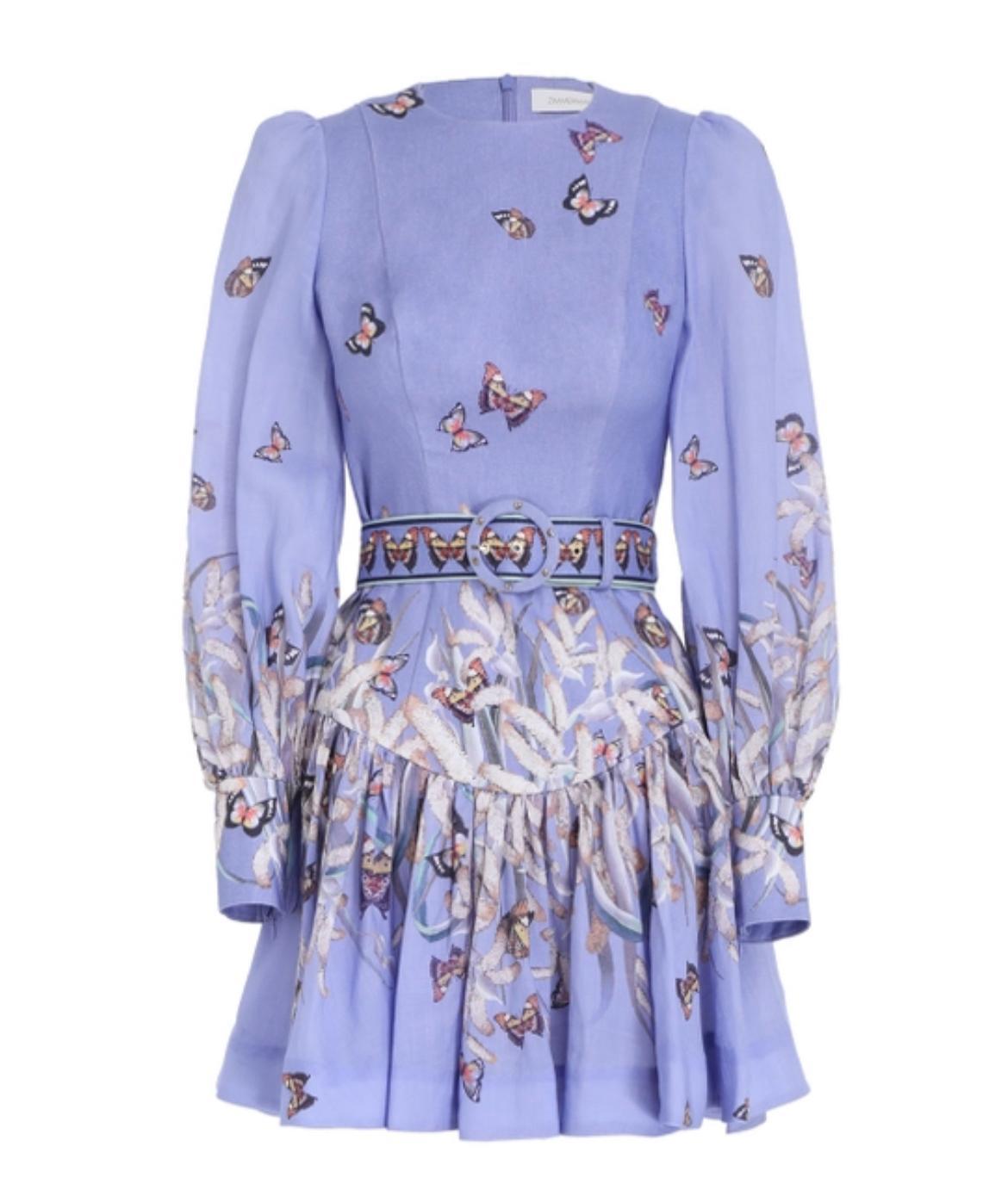 Zimmermann Botanica Belted Linen Mini Dress Pandanus Size 8 - Image 2