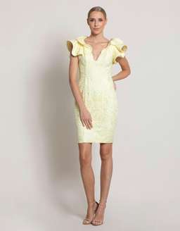 Bariano Tallulah Frill Mini Dress Yellow Size 10 for rent on The Volte - image 1