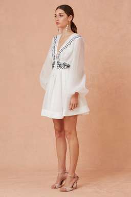 Keepsake Delta Long Sleeve Mini Dress - Porcelain size 6 (XS)