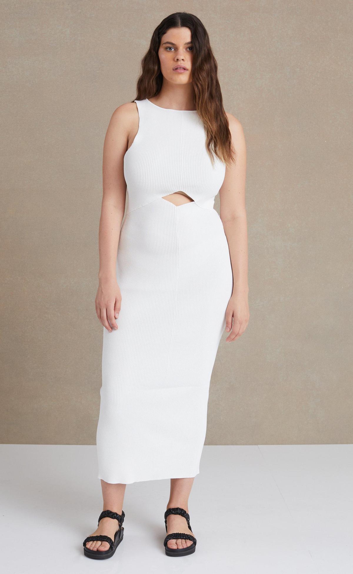Bec & Bridge Versailles Sleeveless Knit Midi Dress White Size 8 - Image 3