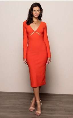 Bec & Bridge Ulla L/S Cut Out Midi Dress Orange Size 8 for rent on The Volte - image 2