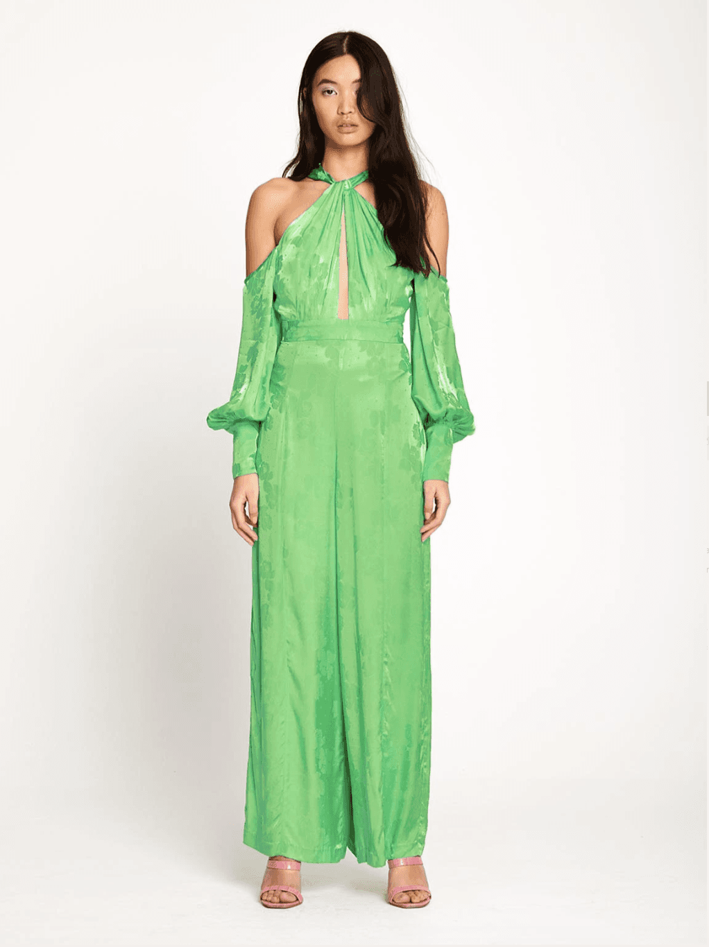 Alice McCall Green Apple Memory Lane Cold-shoulder Jumpsuit Size 4 for rent on The Volte - main image