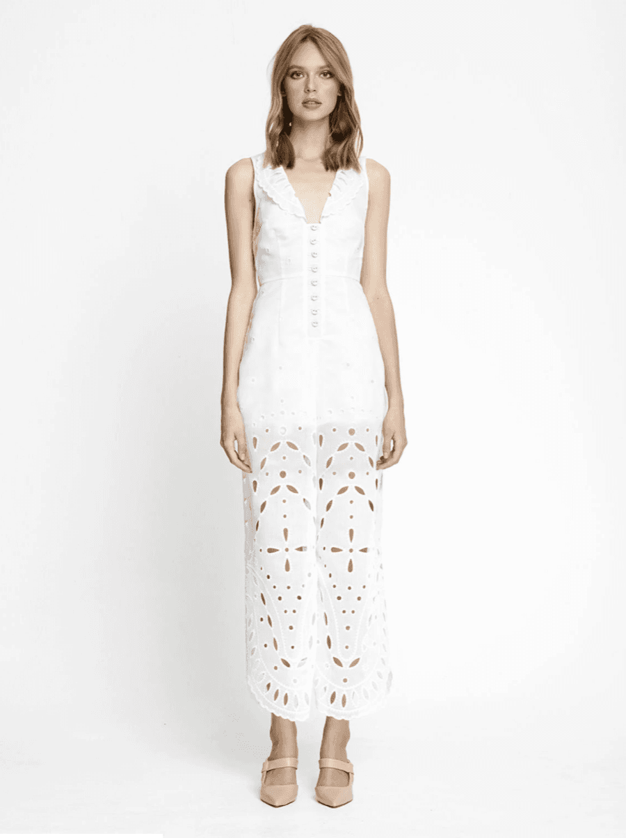 Alice McCall Porcelain Moonchild Jumpsuit White Size 8 for rent on The Volte - main image