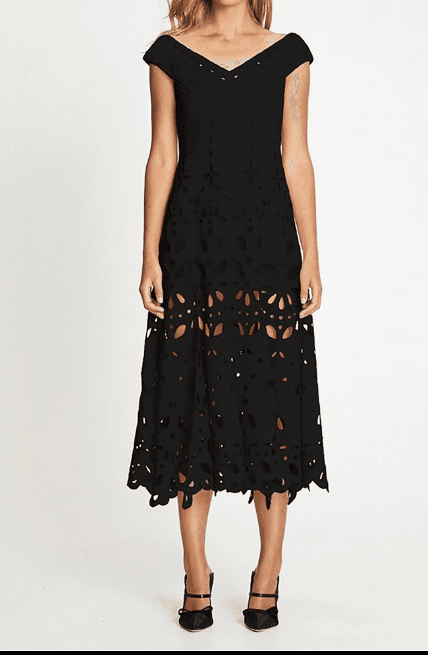 Alice McCall Baudelaire Broderie Anglais Midi Dress Black Size 4 for rent on The Volte - main image