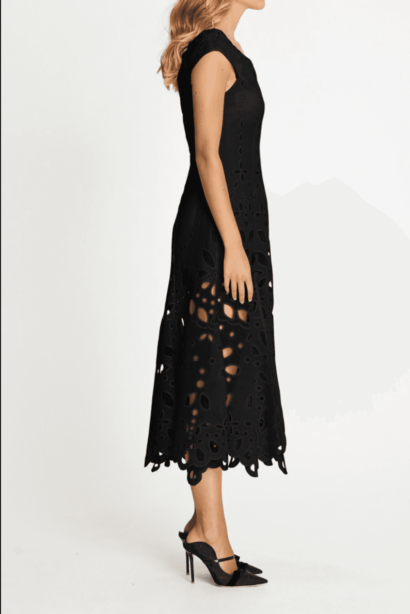 Alice McCall Baudelaire Broderie Anglais Midi Dress Black Size 4 for rent on The Volte - main image