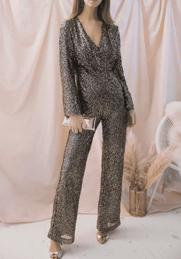 MISHA Sharnie Pantsuit Gold Size 4 for rent on The Volte - image 1