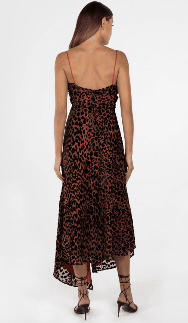 Misha Harpa Dress Red Leopard Size 8 for rent on The Volte - main image