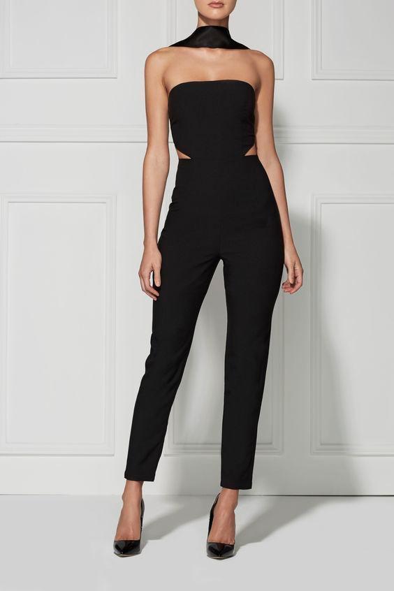 MISHA Black Christa Pantsuit Black Size 4/0 for rent on The Volte - main image