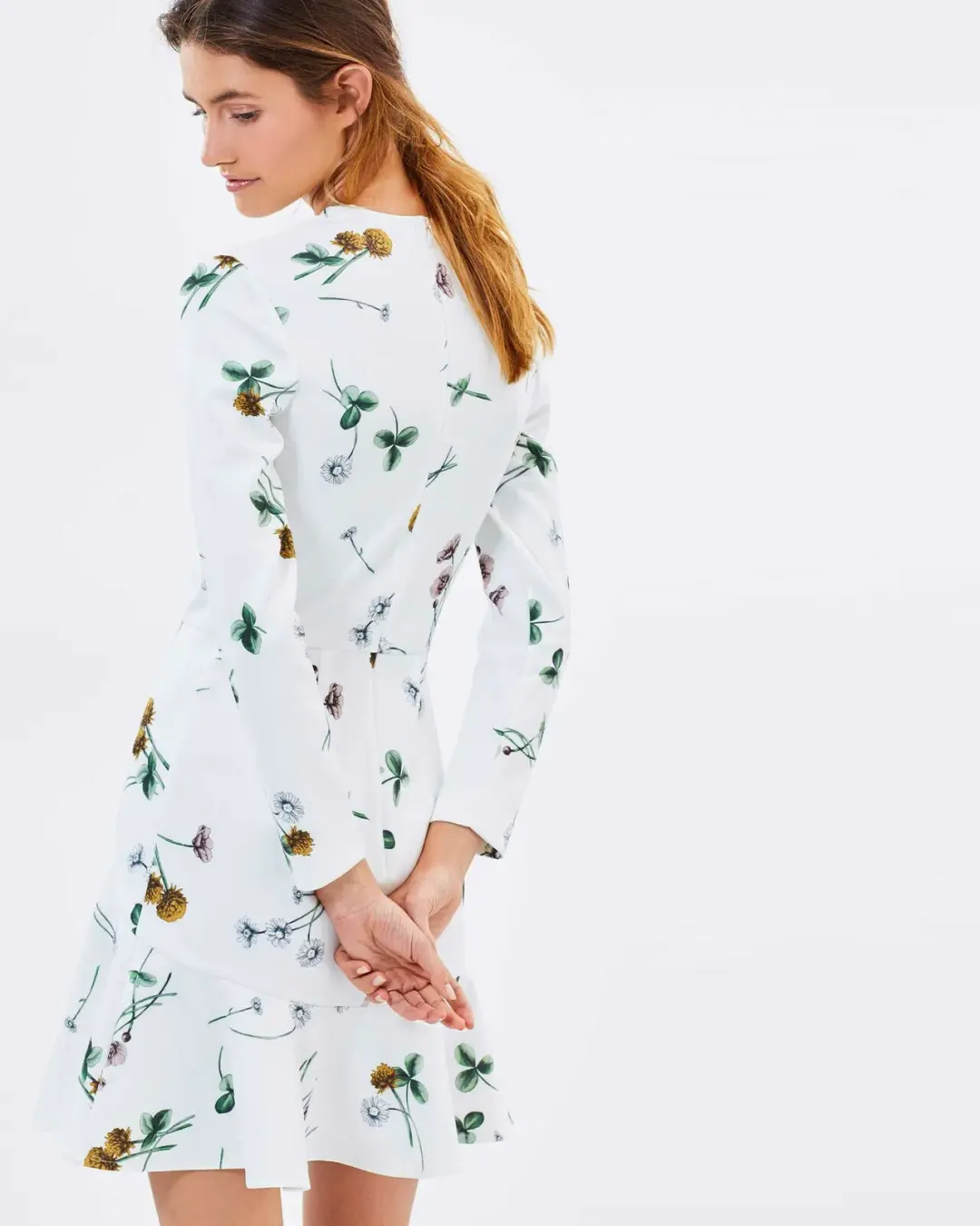 Lover Elderflower V Scuba Mini Dress White Size 12 for rent on The Volte - main image