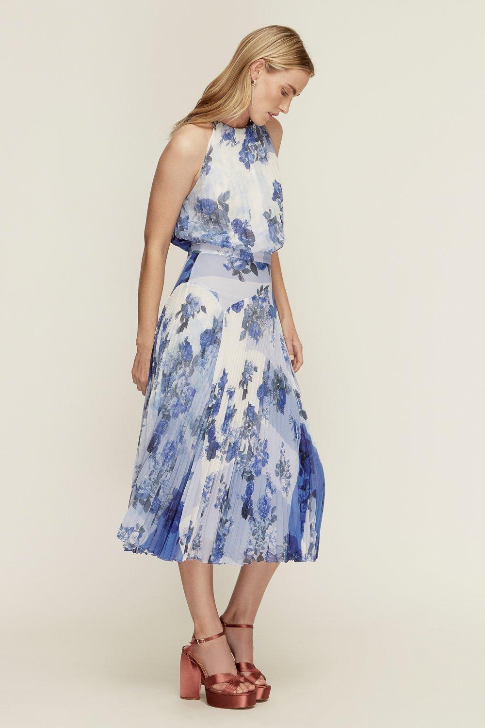 Lover Collage Pleat Midi Dress Size 10 for rent on The Volte - main image