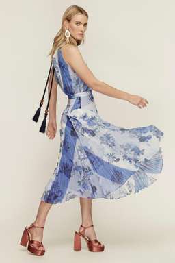 Lover Collage Pleat Midi Dress Size 10 for rent on The Volte - image 1