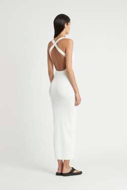 Sir The Label Marcelle Open Back Midi Dress White Size 2