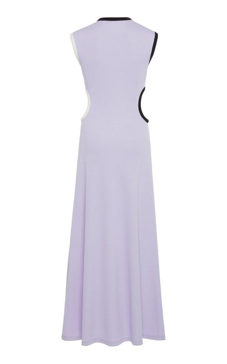 Christopher Esber Fran Cutout Ribbed Knit Dress Purple Size 6 for rent on The Volte - main image