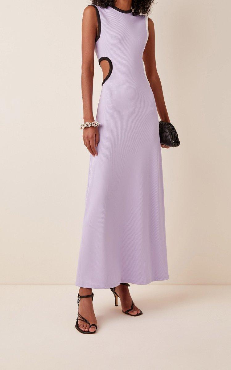 Christopher Esber Fran Cutout Ribbed Knit Dress Purple Size 6 for rent on The Volte - main image