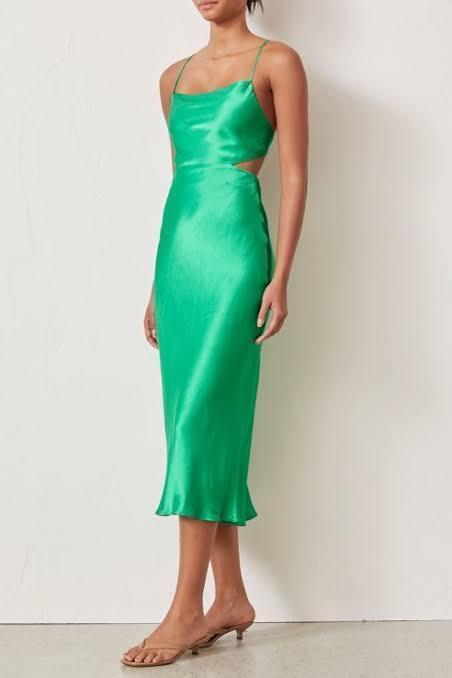 Bec & Bridge Loren Cut Out Midi Dress Green Size 8 for rent on The Volte - main image