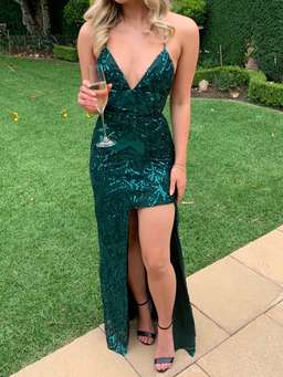 Alamour Genelle Emerald Sequin Gown Size 8