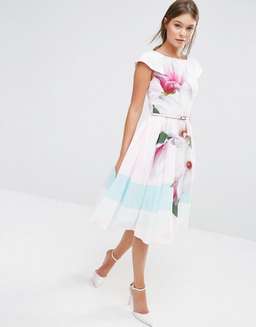Ted Baker Bromlie Prom Dress in Pink Magnolia Print Size 6 for rent on The Volte - image 2