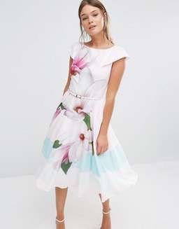 Ted Baker Bromlie Prom Dress in Pink Magnolia Print Size 6 for rent on The Volte - image 1