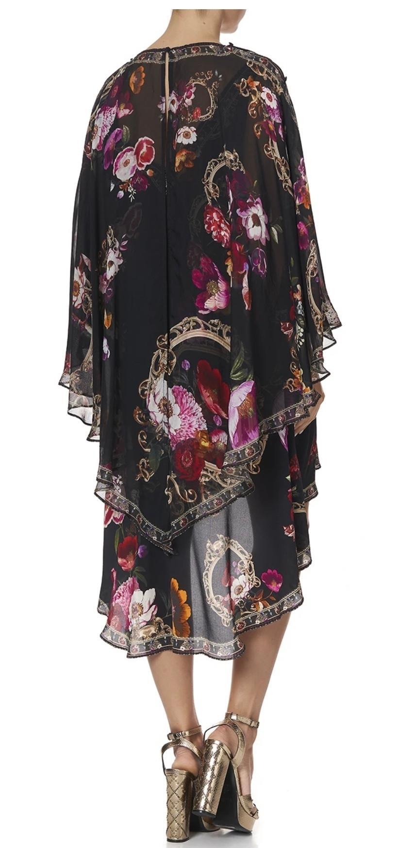 Camilla Mirror Mirror Cape Overlay Dress Black Size 12 for rent on The Volte - main image