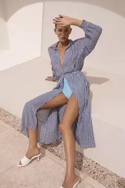 Scanlan Theodore Gingham Wrap Dress Print Size 10 for rent on The Volte - image 2