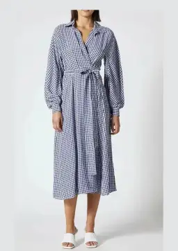 Scanlan Theodore Gingham Wrap Dress Print Size 10 for rent on The Volte - image 1