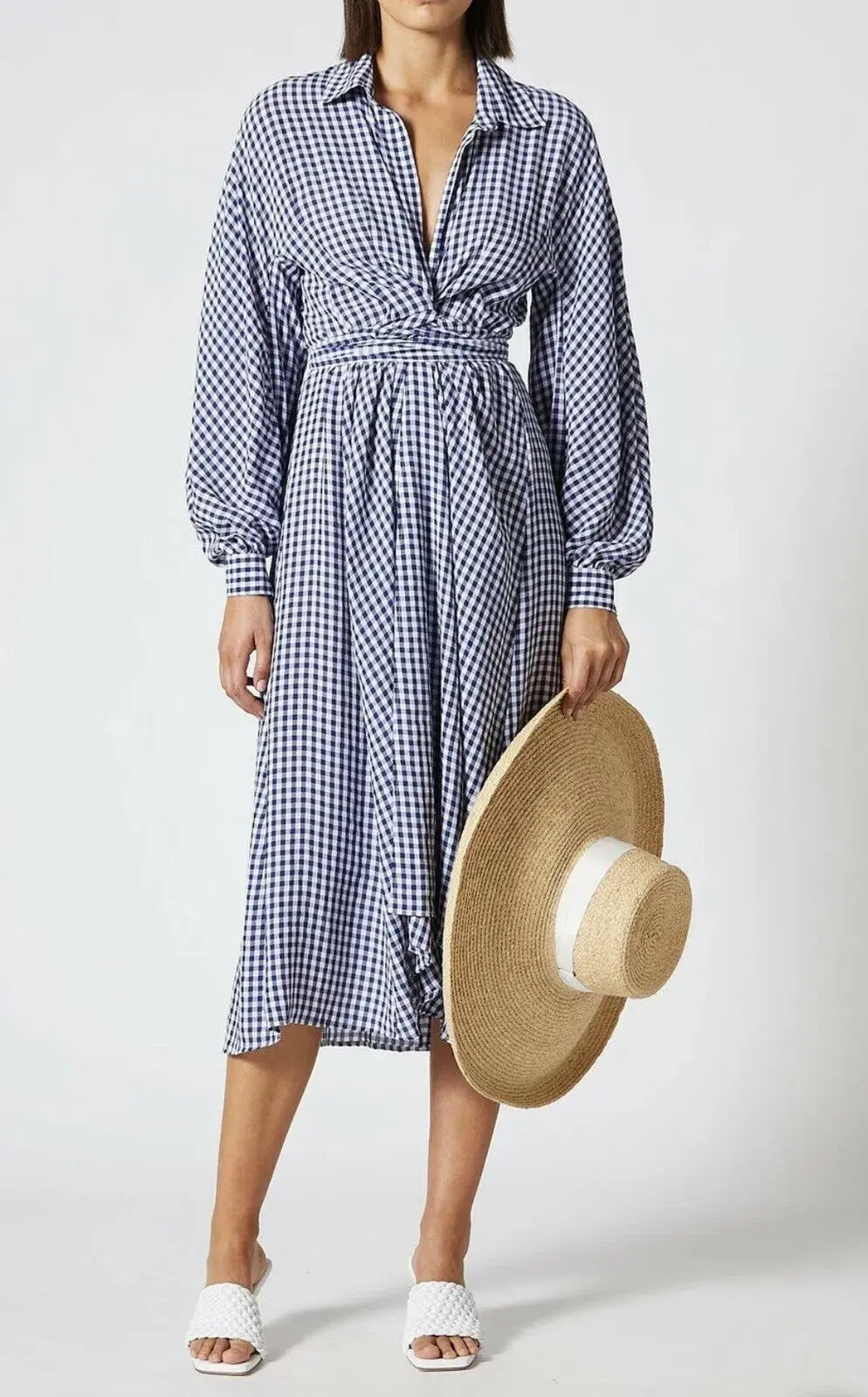 Scanlan Theodore Gingham Wrap Dress Print Size 10 for rent on The Volte - main image