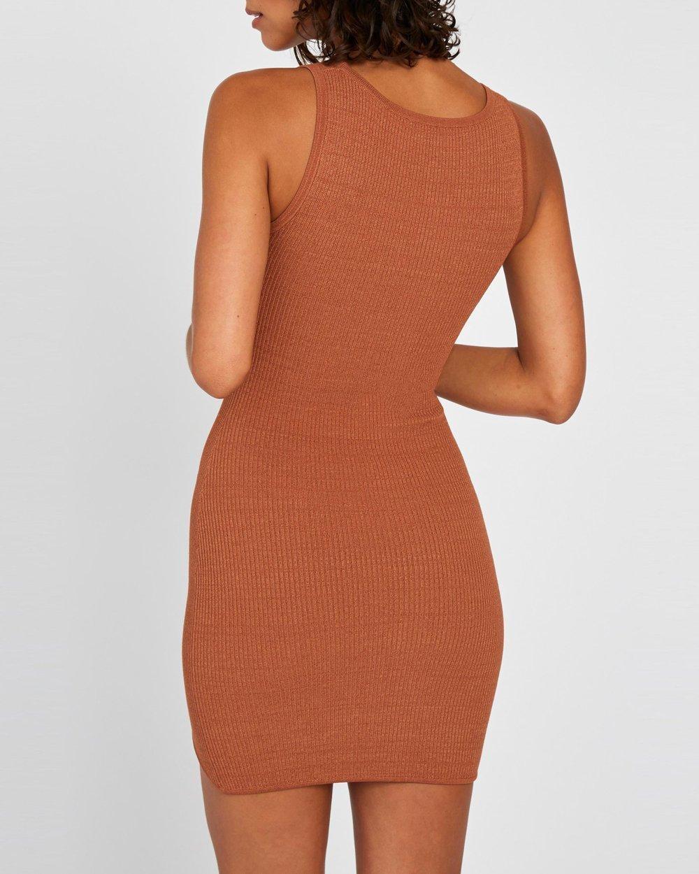 By Johnny Curve Knit Mini Dress Brown Size 6 for rent on The Volte - main image