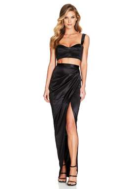 Nookie Slay Crop Top and Skirt Set Black Size 6