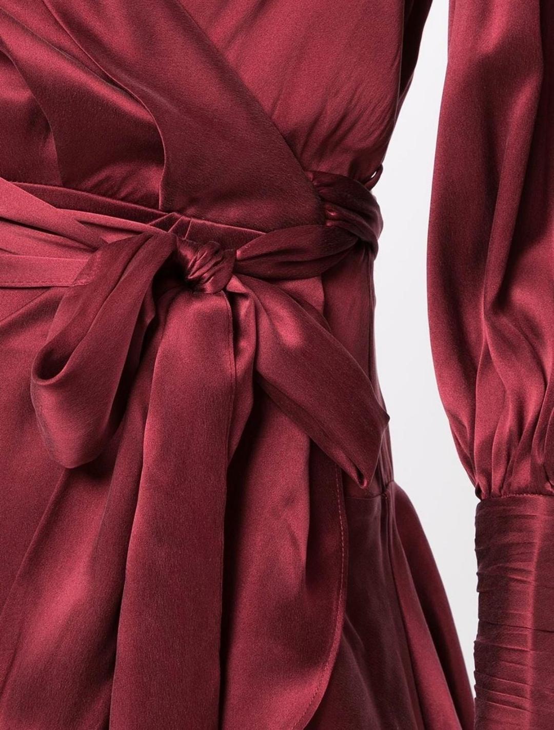 Zimmermann Belted Silk Wrap Mini Dress Berry Red Size 6 for rent on The Volte - main image