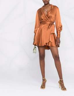 Zimmermann Belted Silk Wrap Dress Orange Size 6 for rent on The Volte - image 1