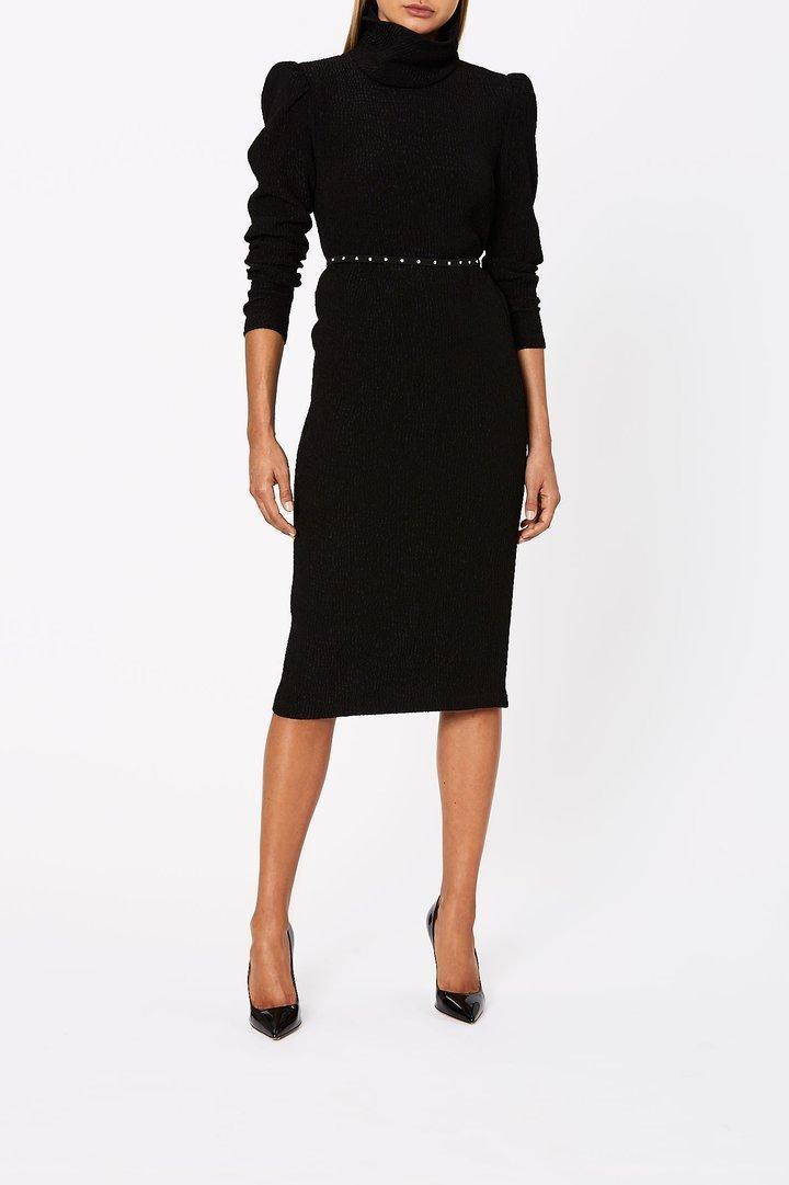 Scanlan Theodore Stretch Reptile Midi Dress Black Size 8 for rent on The Volte - main image